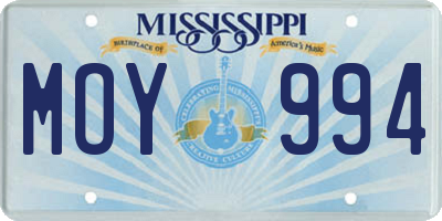 MS license plate MOY994