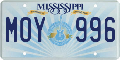 MS license plate MOY996