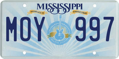MS license plate MOY997