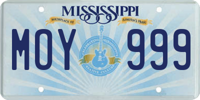 MS license plate MOY999
