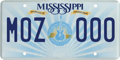 MS license plate MOZ000