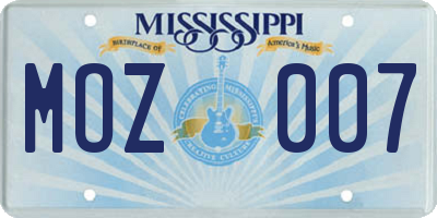 MS license plate MOZ007