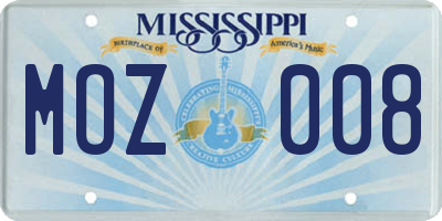 MS license plate MOZ008