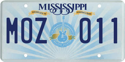 MS license plate MOZ011