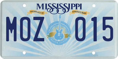 MS license plate MOZ015