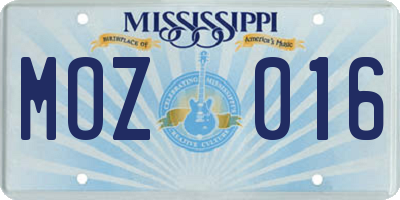 MS license plate MOZ016