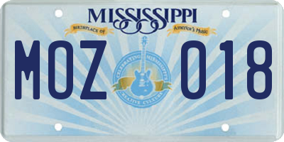 MS license plate MOZ018