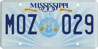 MS license plate MOZ029