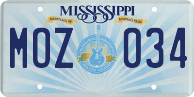 MS license plate MOZ034