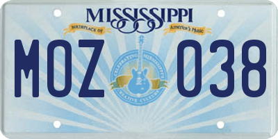 MS license plate MOZ038