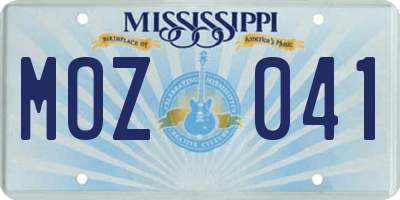 MS license plate MOZ041