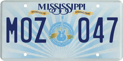 MS license plate MOZ047