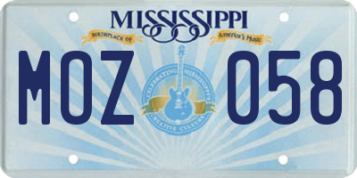 MS license plate MOZ058