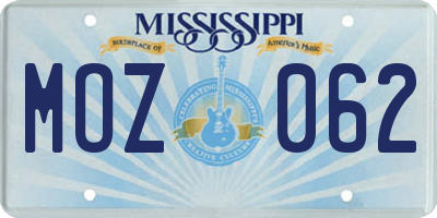 MS license plate MOZ062