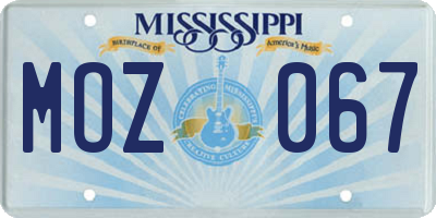 MS license plate MOZ067