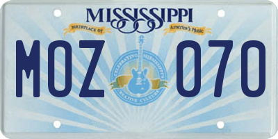 MS license plate MOZ070