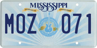 MS license plate MOZ071