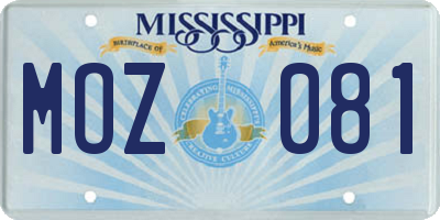 MS license plate MOZ081
