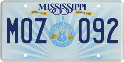 MS license plate MOZ092