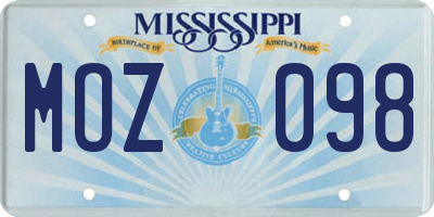 MS license plate MOZ098