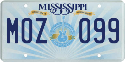 MS license plate MOZ099