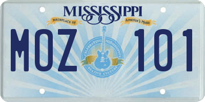 MS license plate MOZ101