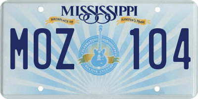 MS license plate MOZ104
