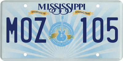 MS license plate MOZ105