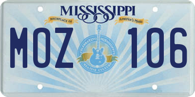 MS license plate MOZ106