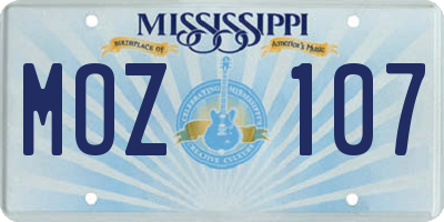 MS license plate MOZ107