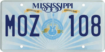 MS license plate MOZ108