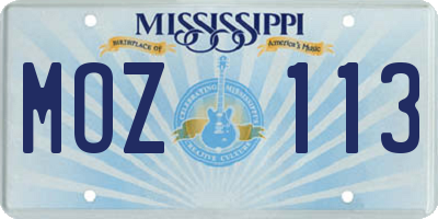 MS license plate MOZ113