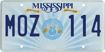 MS license plate MOZ114
