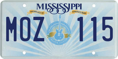 MS license plate MOZ115