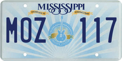 MS license plate MOZ117