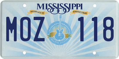 MS license plate MOZ118