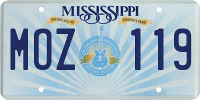 MS license plate MOZ119
