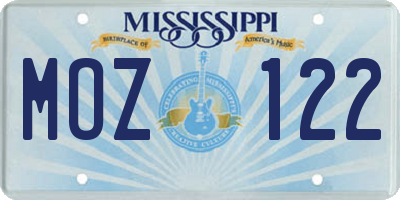 MS license plate MOZ122