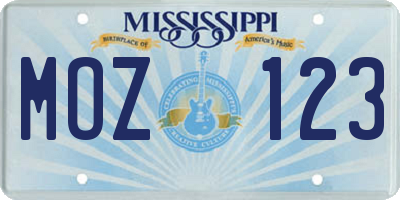 MS license plate MOZ123