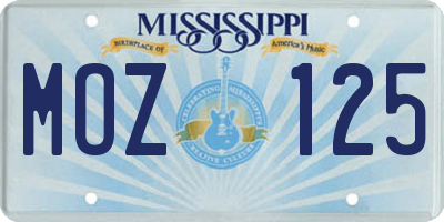 MS license plate MOZ125