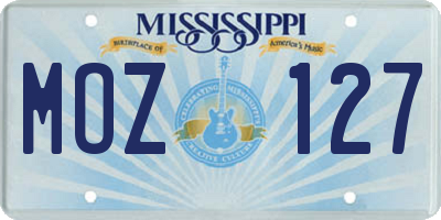 MS license plate MOZ127