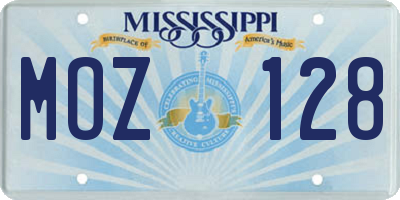 MS license plate MOZ128