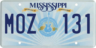 MS license plate MOZ131