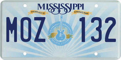 MS license plate MOZ132