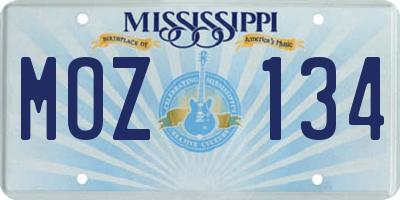 MS license plate MOZ134