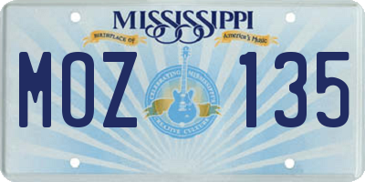 MS license plate MOZ135