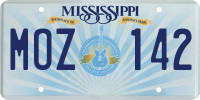 MS license plate MOZ142