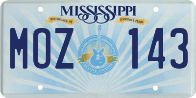 MS license plate MOZ143