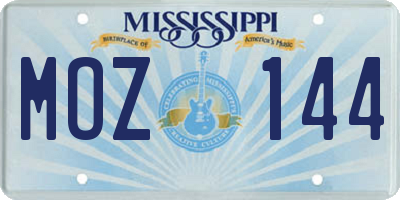 MS license plate MOZ144