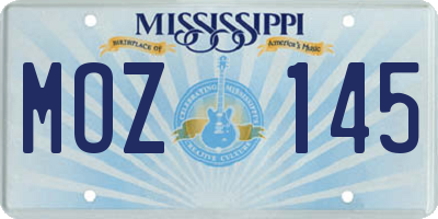 MS license plate MOZ145